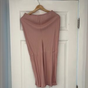 H&M Blush Pink Midi Satin Skirt